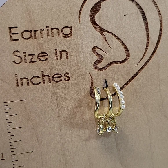 Claw Style Huggies with Faux Pearl, Crystal Dangles, S925 - Picture 7 of 7